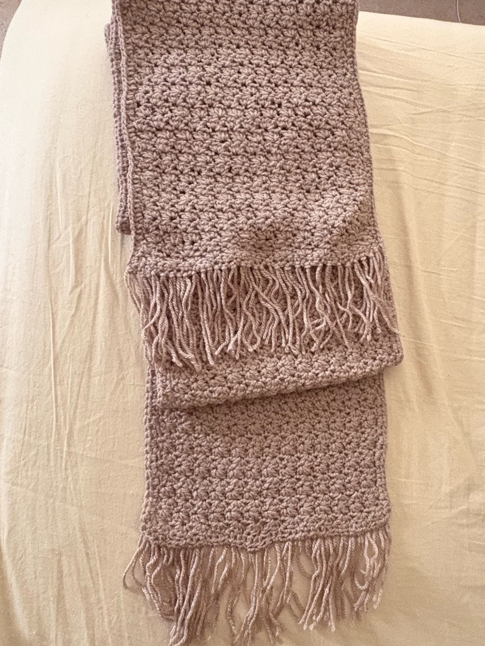 Handmade Crochet Scarf in Taupe - Women Accessories